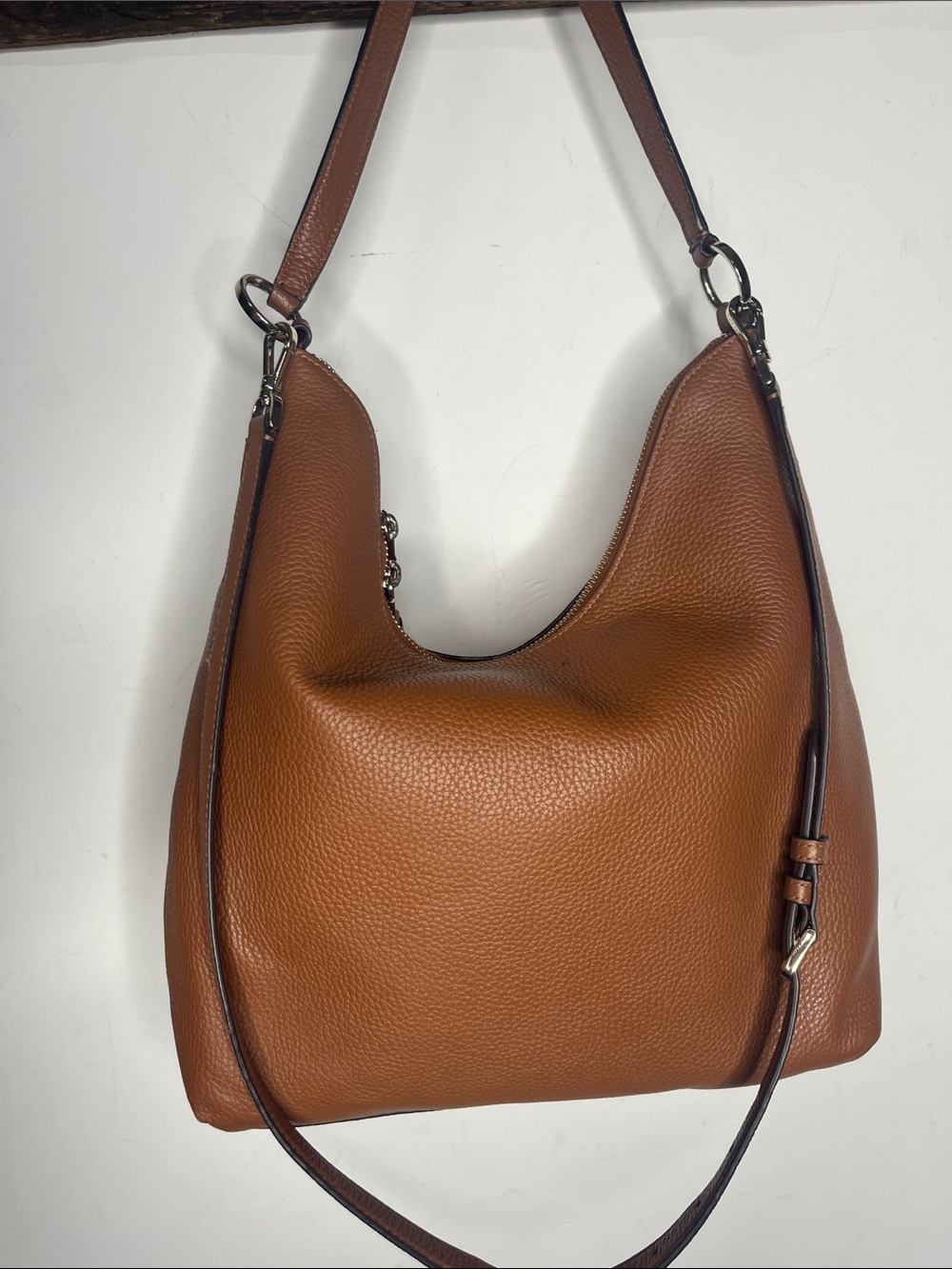 Kate Spade Zippy  Pebbled Leather Hobo Bag gingerbread brown color - Picture 8 of 13